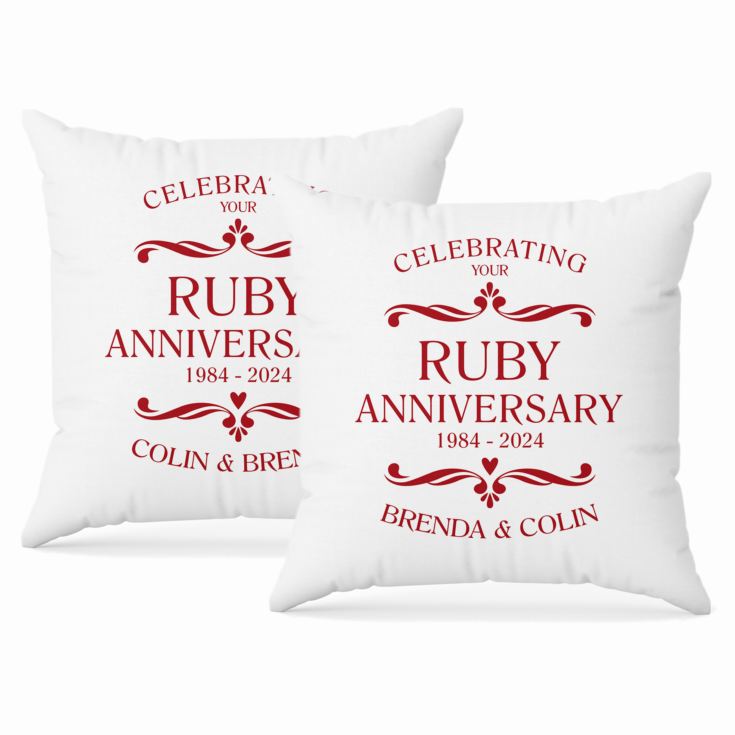 Personalised Pair Of Ruby Anniversary Cushions product image