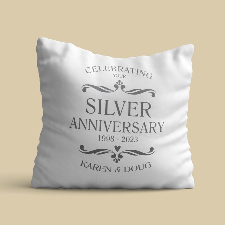 Personalised Pair Of Silver Anniversary Cushions product image
