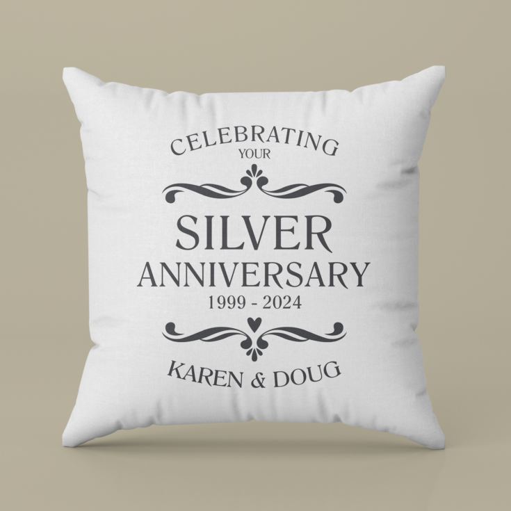 Personalised Pair Of Silver Anniversary Cushions product image