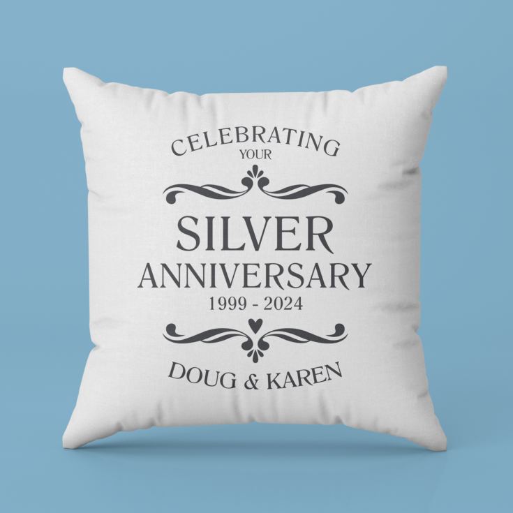 Personalised Pair Of Silver Anniversary Cushions product image