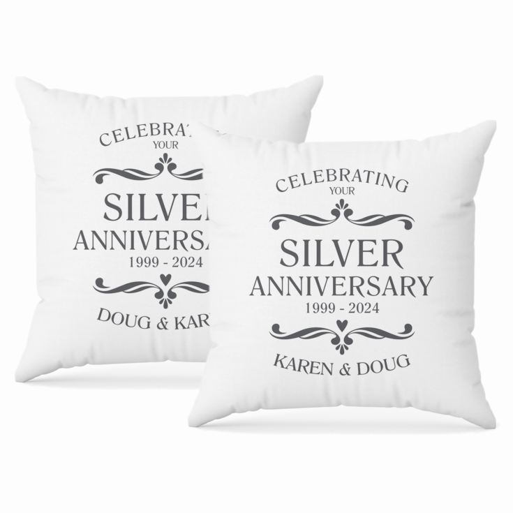 Personalised Pair Of Silver Anniversary Cushions product image