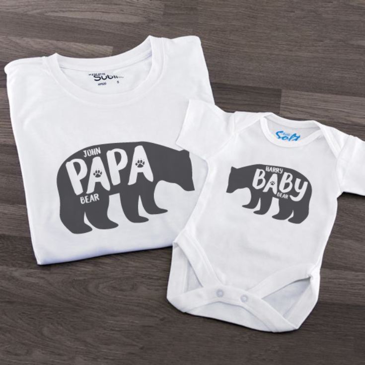 Personalised Papa & Baby Bear T-Shirt And Baby Grow Set product image