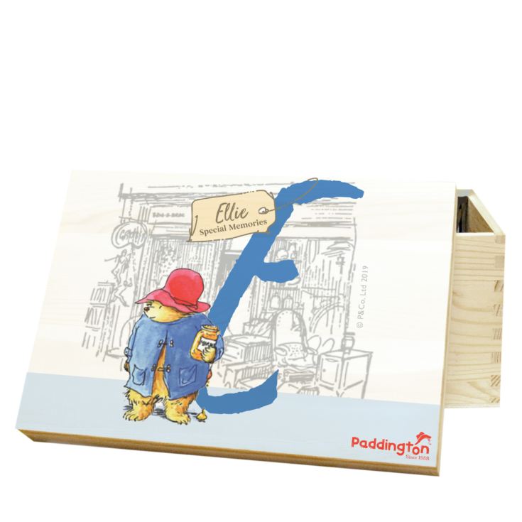 Personalised Paddington Bear Initial Wooden Memory Box product image