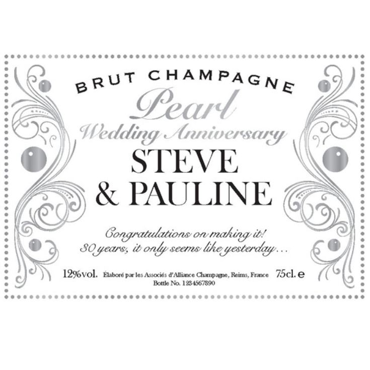 Personalised Pearl Anniversary Champagne product image