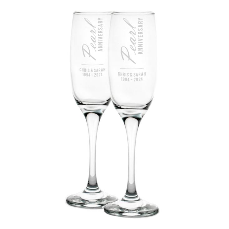 Personalised Pearl Anniversary Champagne Flutes product image