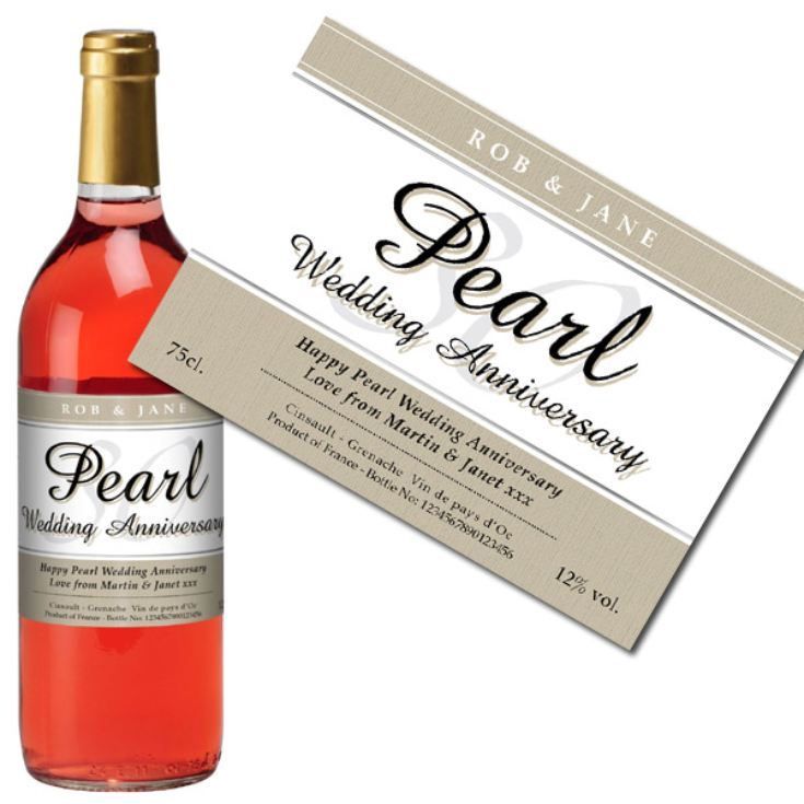 Personalised Pearl Wedding Anniversary Rose Wine product image