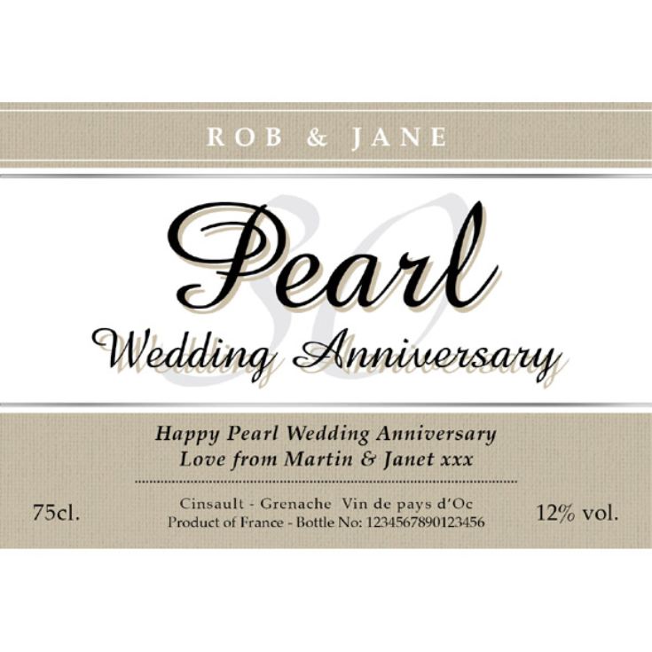 Personalised Pearl Wedding Anniversary Rose Wine product image