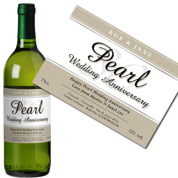 Personalised Pearl Wedding Anniversary White Wine product image