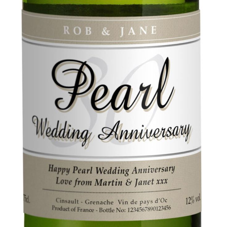 Personalised Pearl Wedding Anniversary White Wine product image