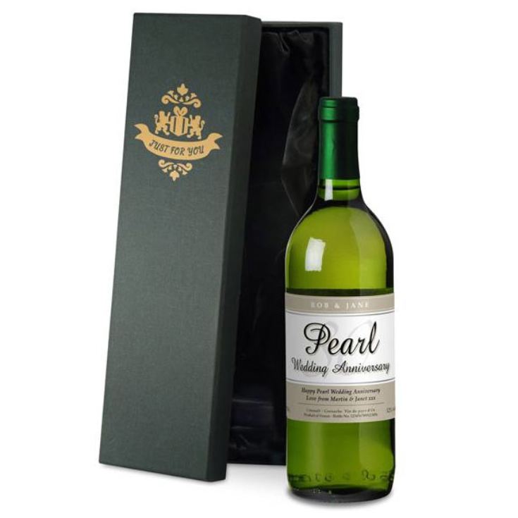 Personalised Pearl Wedding Anniversary White Wine product image