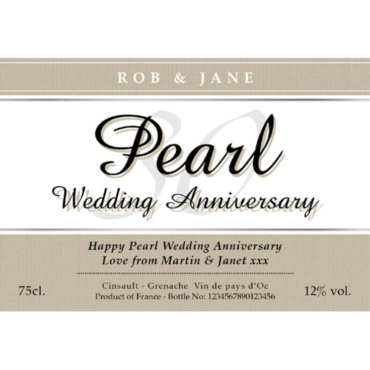 Personalised Pearl Wedding Anniversary Red Wine product image