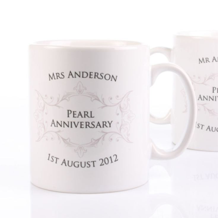 Pair of Personalised Pearl Anniversary Mugs product image