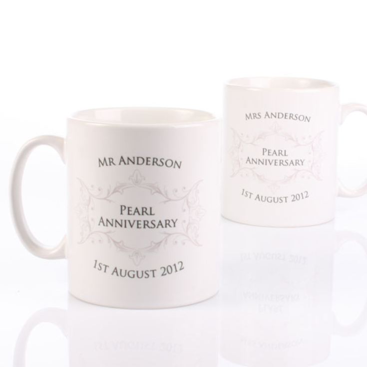 Pair of Personalised Pearl Anniversary Mugs product image
