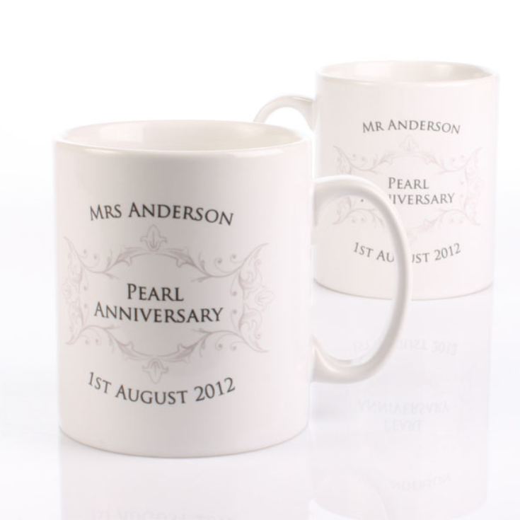 Pair of Personalised Pearl Anniversary Mugs product image