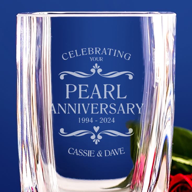 Personalised Pearl Wedding Anniversary Glass Vase product image