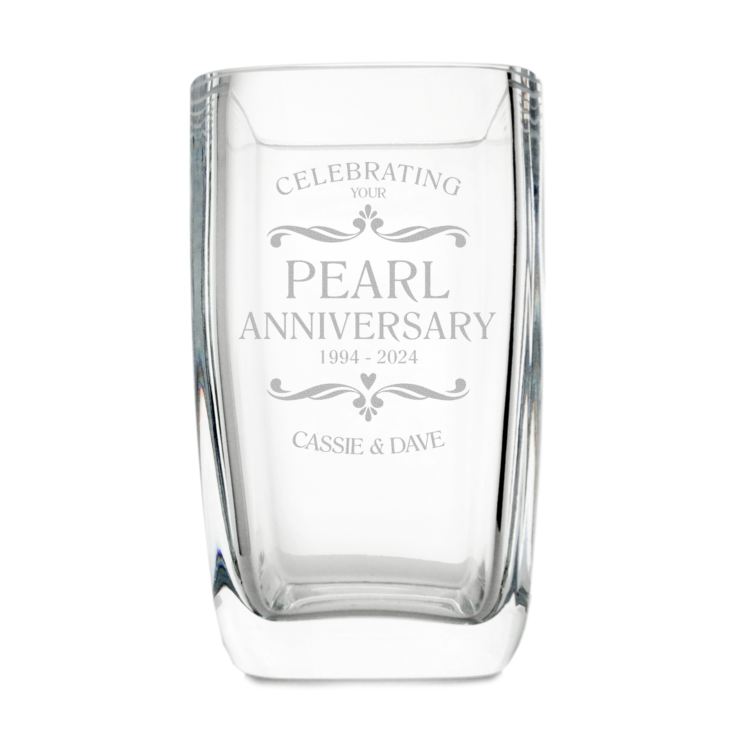 Personalised Pearl Wedding Anniversary Glass Vase product image