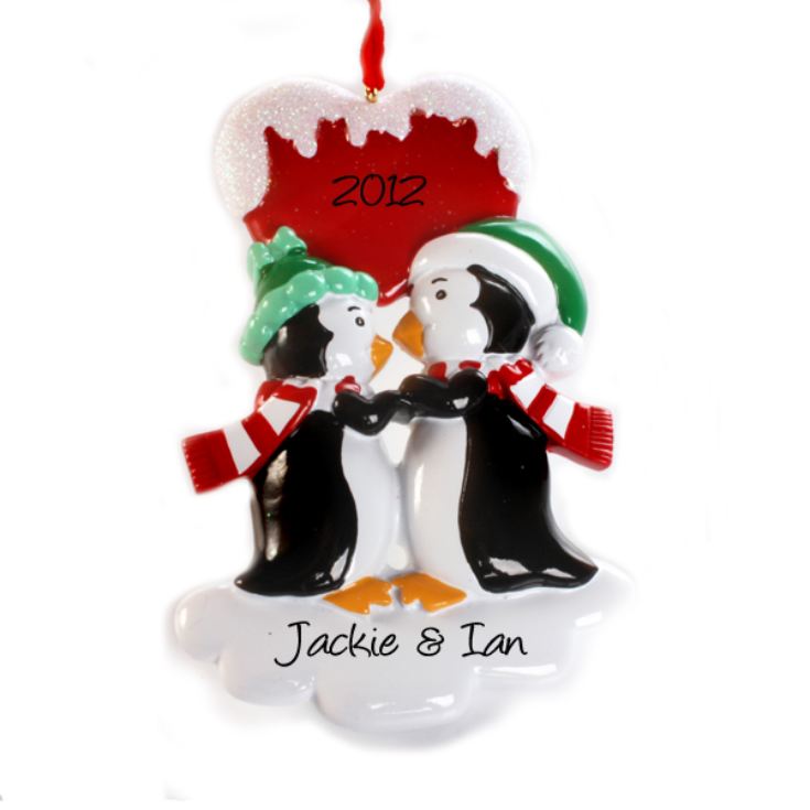 Personalised Kissing Penguins Hanging Ornament product image