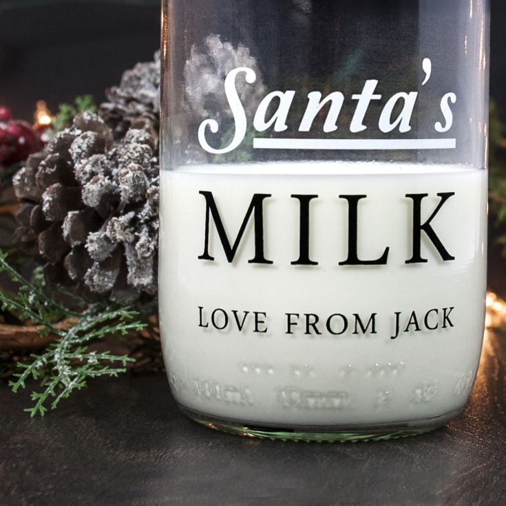 Personalised Santa's Glass Milk Bottle product image