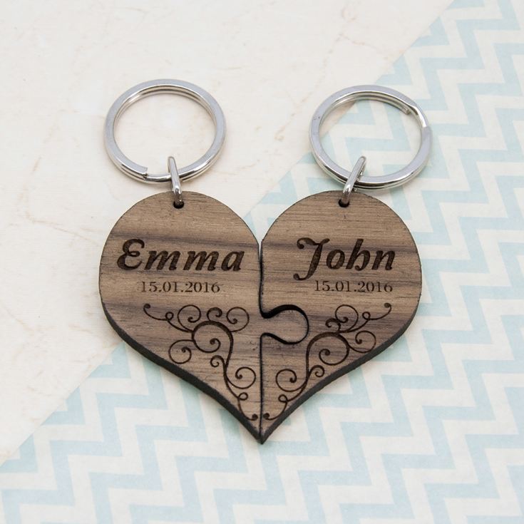 Couples' Romantic Joining Heart Personalised Keyring product image