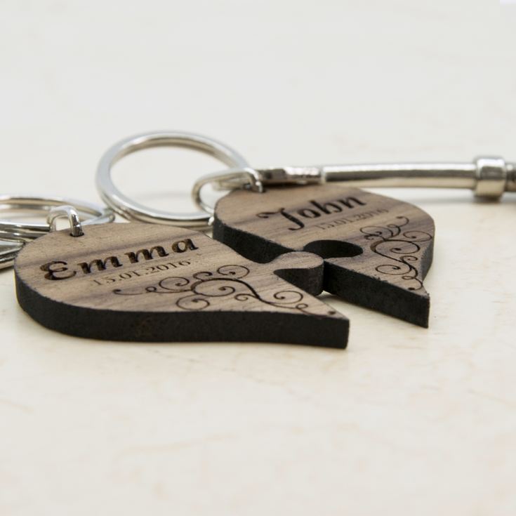 Couples' Romantic Joining Heart Personalised Keyring product image