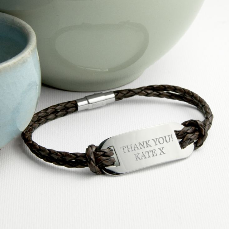 Personalised Men's Statement Leather Bracelet In Brown product image