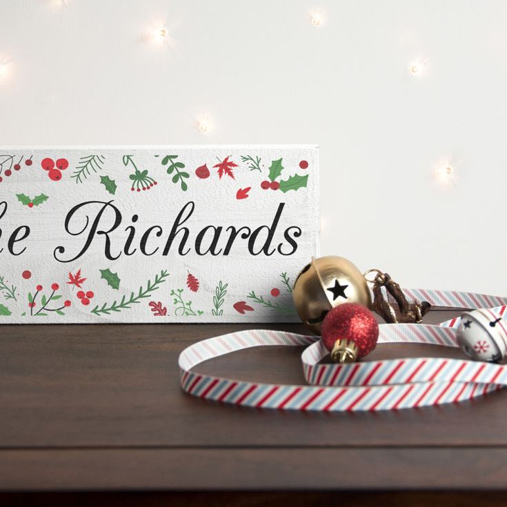 Personalised Holly Festive Christmas Mantle Decoration product image