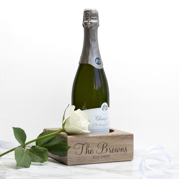 Personalised Solid Oak Champagne Holder product image