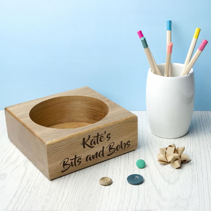 Personalised Solid Oak Stash Tray product image