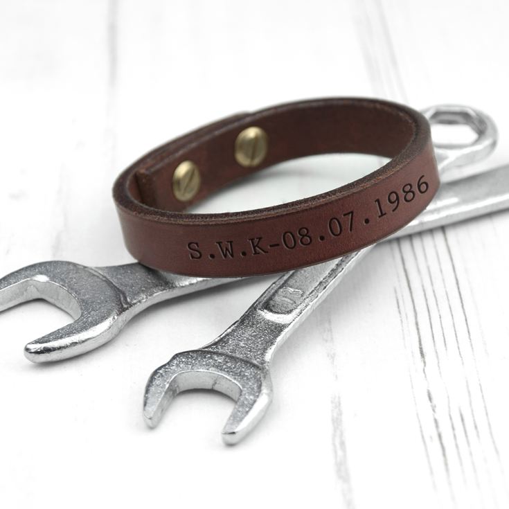 Personalised Men's Brown Leather Bracelet product image