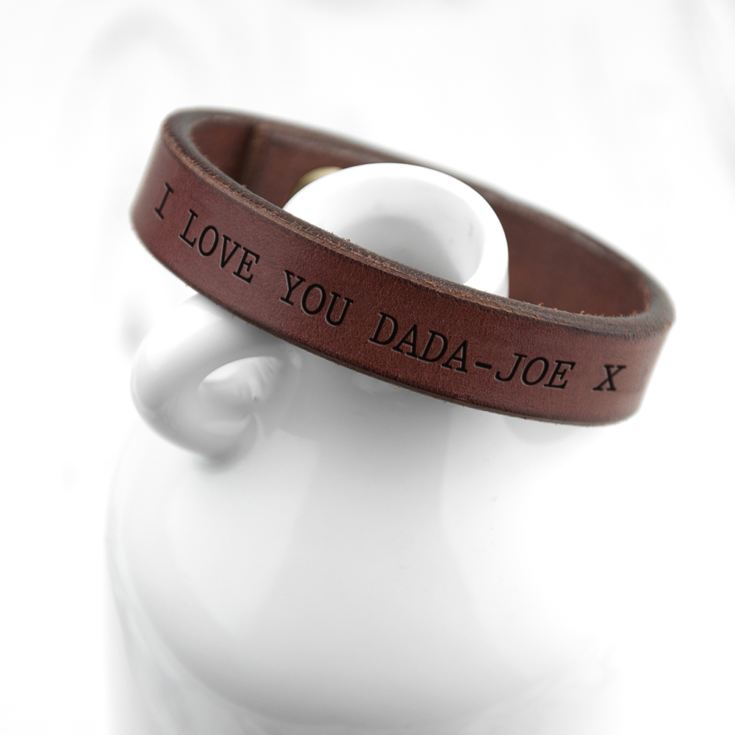 Personalised Men's Brown Leather Bracelet product image