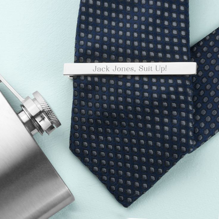 Personalised Rhodium Plated Tie Clip product image