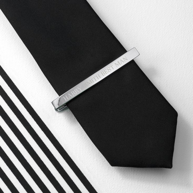 Personalised Rhodium Plated Tie Clip product image