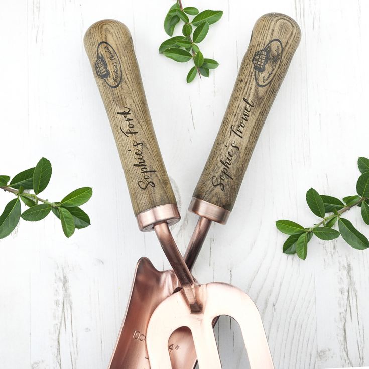 Personalised Luxe Copper Trowel and Fork Set product image