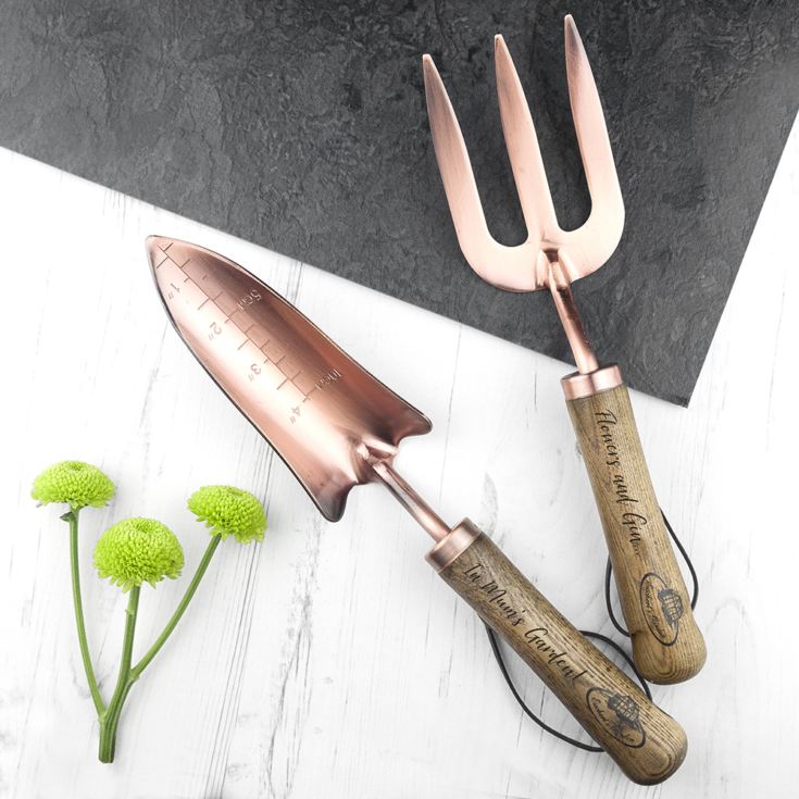 Personalised Luxe Copper Trowel and Fork Set product image