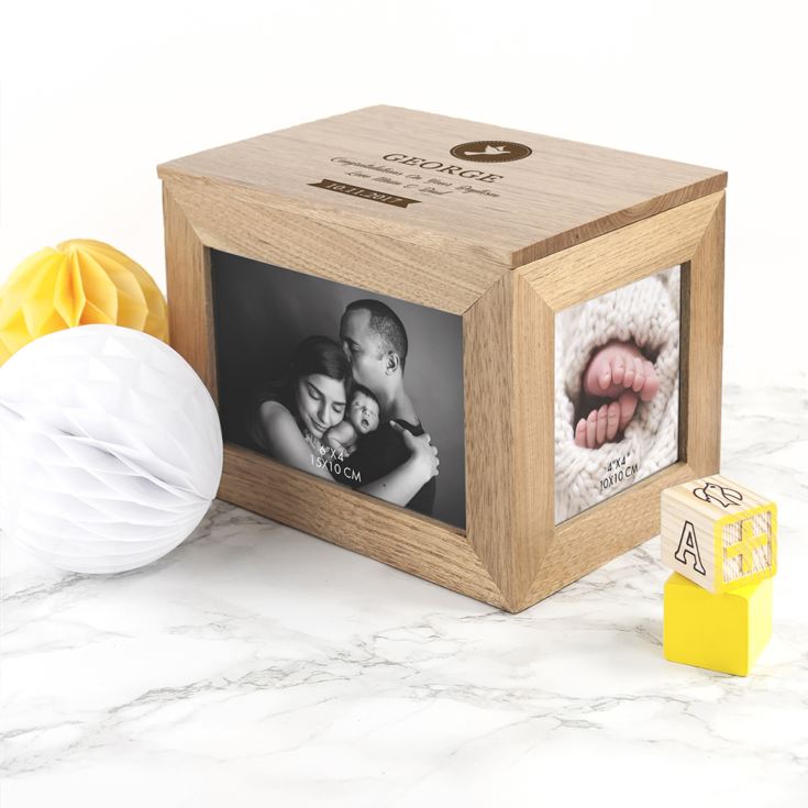 Luxury Photo Frames Gifts for Mums Mothers Day Personalised Mother's Love Midi Oak Photo Cube Keepsake Box 