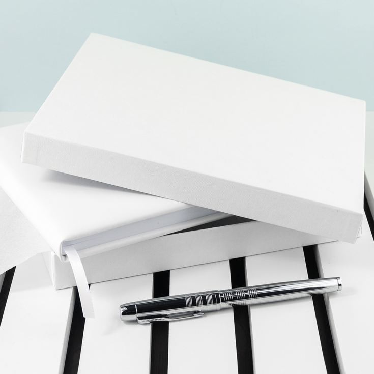 Personalised White Leather Wedding Guest Book product image