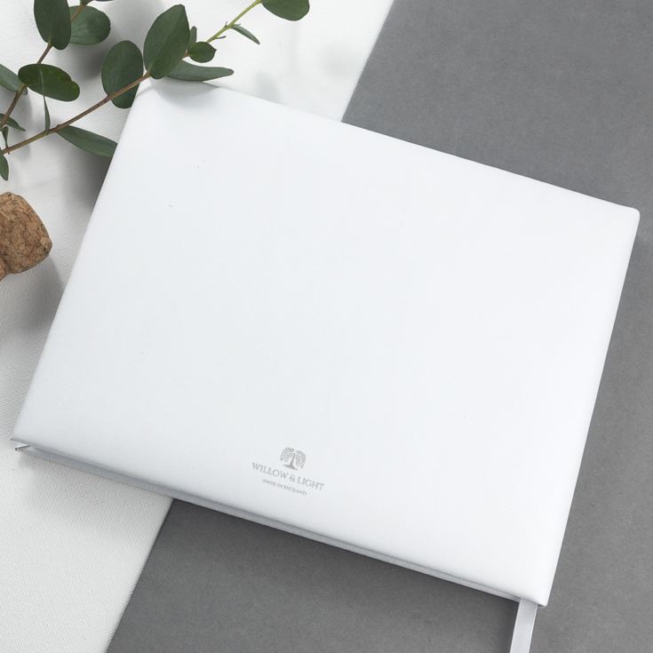 Engraved White Leather Memoriam Book product image