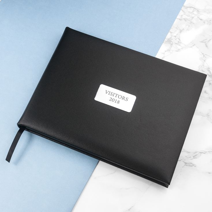 Personalised Black Leather Visitors Book product image