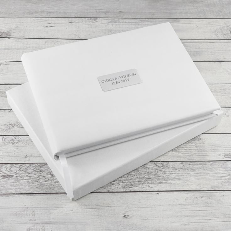 Personalised White Leather Memoriam Book product image