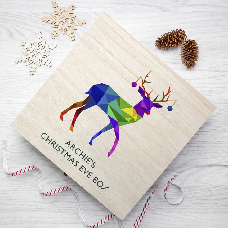 Personalised Geometric Reindeer Christmas Eve Box product image