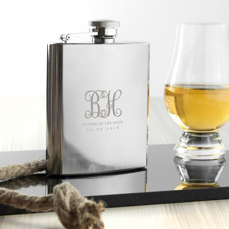 Monogrammed 6oz Hip Flask for Best Man product image