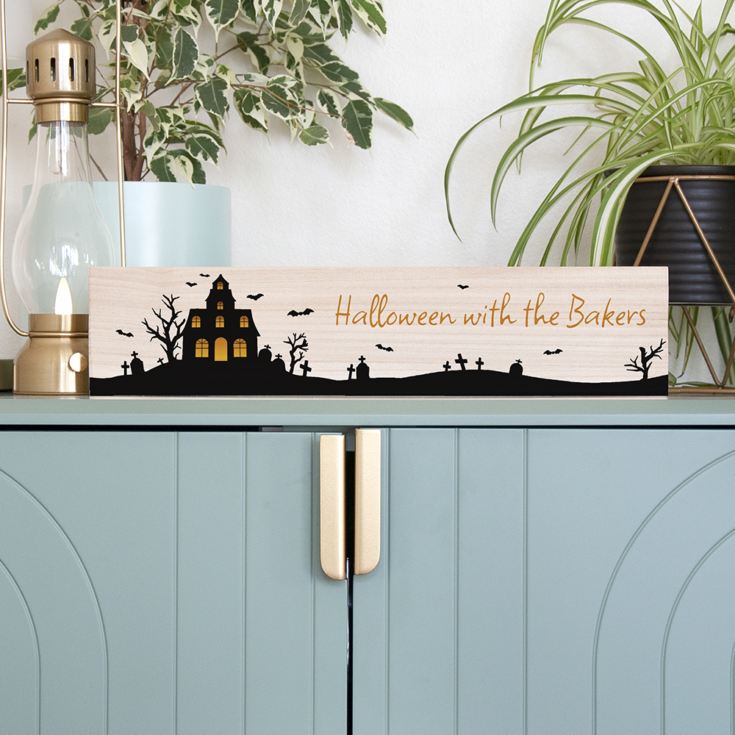 Personalised Halloween at Number House Mantle Sign product image