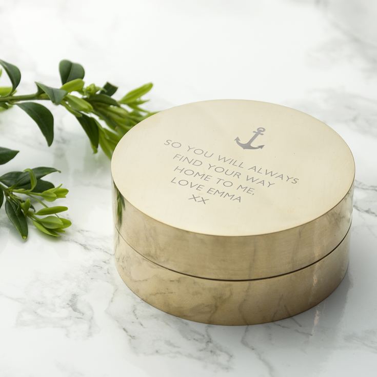 Personalised Engraved Brass Sundial & Nautical Compass product image