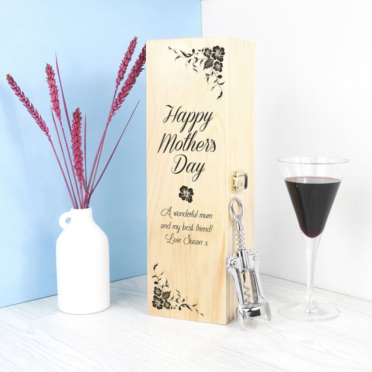 Mother's Day Wine Box With Floral Corners product image