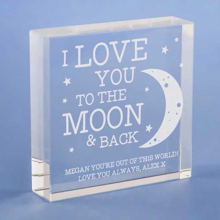 Personalised I Love You To The Moon And Back Glass Keepsake product image