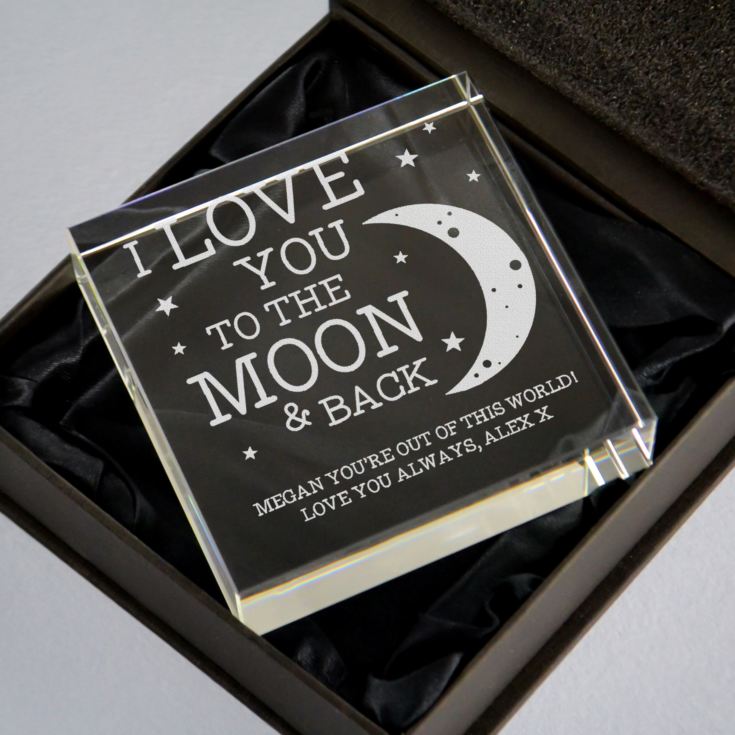 Personalised I Love You To The Moon And Back Glass Keepsake product image