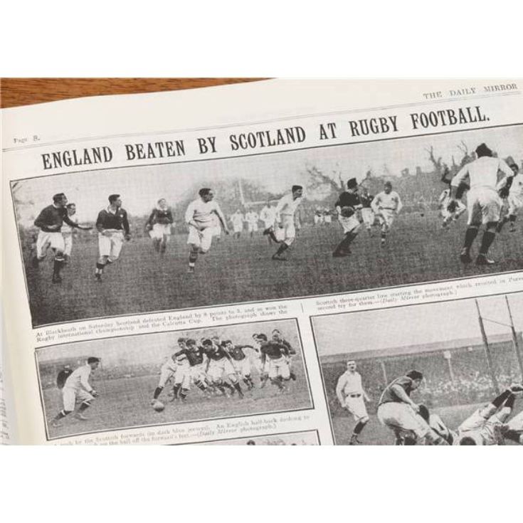 Personalised History of English Rugby Newspaper Book - Brown Leatherette product image