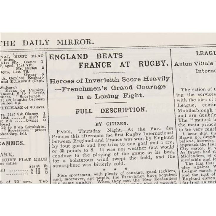 Personalised History of English Rugby Newspaper Book - Brown Leatherette product image