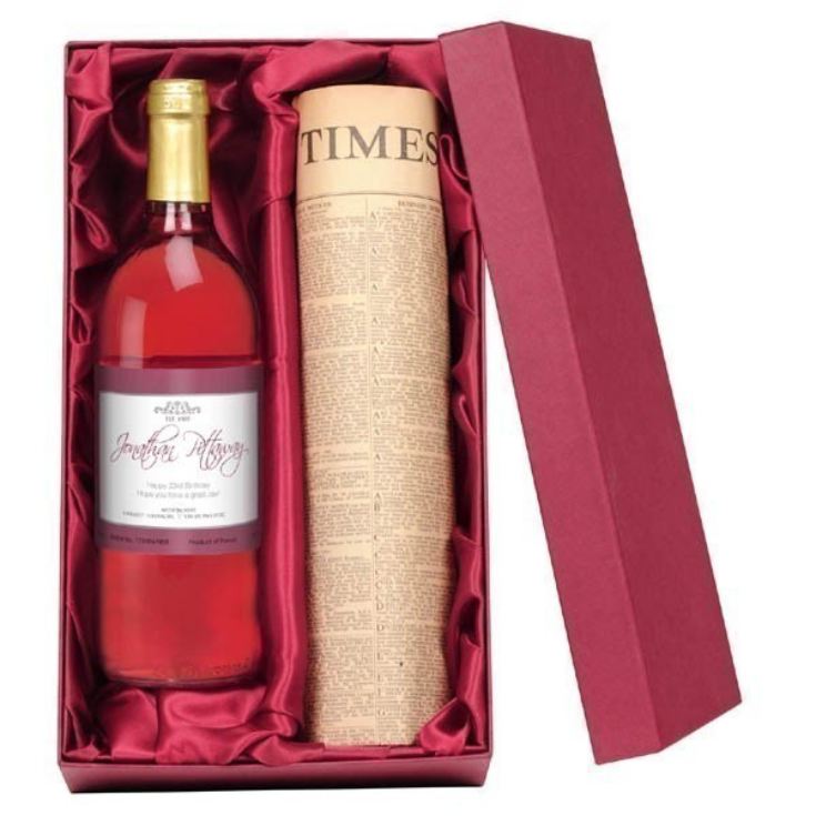 Personalised Wine and Newspaper Gift Set product image