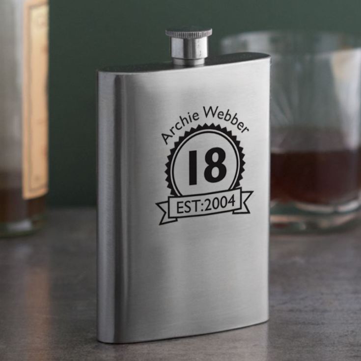 Personalised 18th Birthday Hip Flask product image